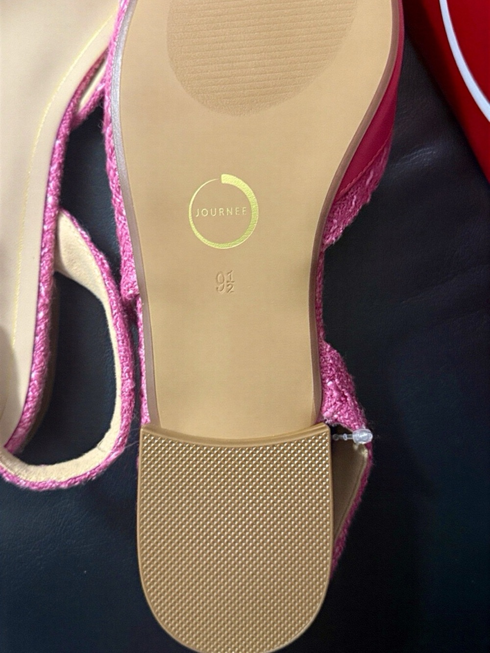 Journee Collection Pink Textured Pointed-Toe Slingback Flats - Picture 3 of 3